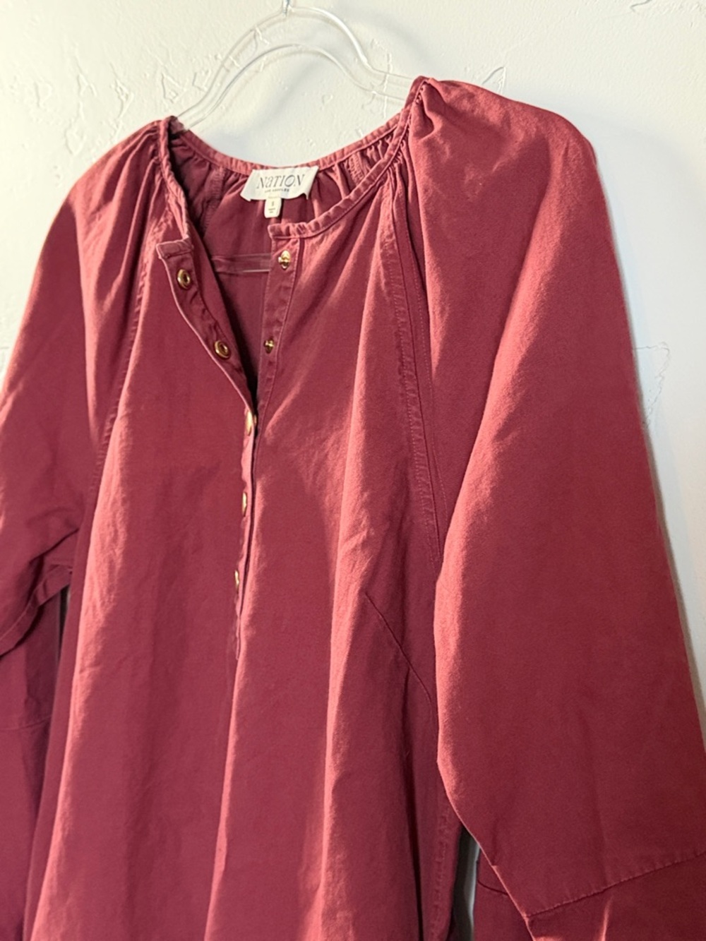 Nation LTD Button Front Tunic Dress 3/4 Sleeve Casual Cotton - Picture 4 of 8